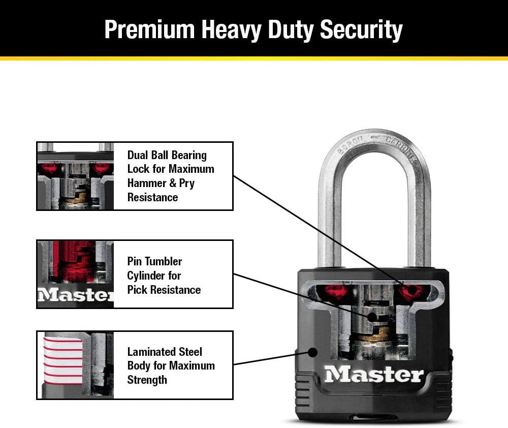 Master Lock Magnum Outdoor Padlock, Heavy Duty Keyed Lock 2-Pack M115XDLF | 1-7/8" Weather-Resistant Lock Protects Outdoor Storage, Fences, Tools & Job Boxes, Tough-Cut Boron-Carbide Shackle - Image 5
