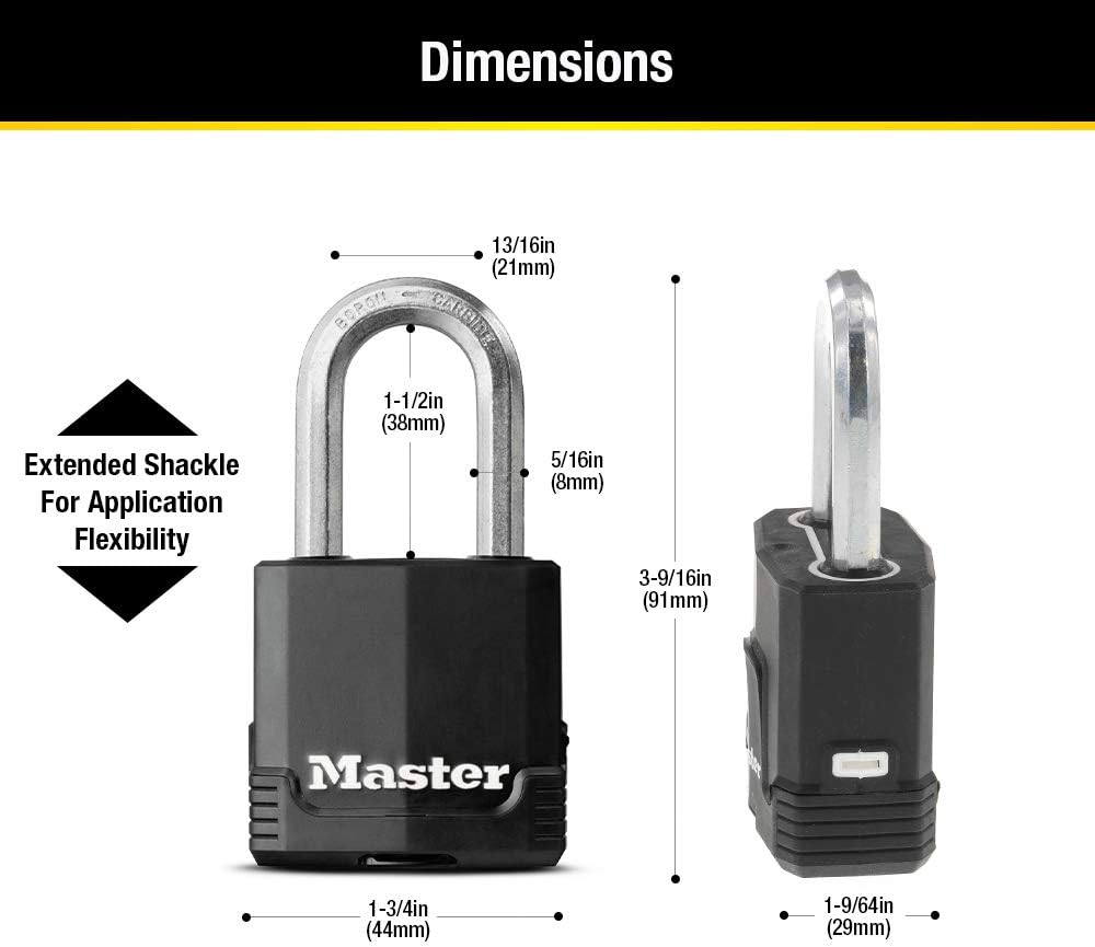 Master Lock Magnum Outdoor Padlock, Heavy Duty Keyed Lock 2-Pack M115XDLF | 1-7/8" Weather-Resistant Lock Protects Outdoor Storage, Fences, Tools & Job Boxes, Tough-Cut Boron-Carbide Shackle - Image 6