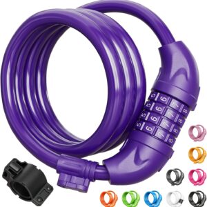Titanker Bike Lock, Bicycle Lock 4 Feet Cable Lock 1/2 Inch Resettable Bike Lock Combination with Mounting Bracket, Bike Accessories for Bicycle, Electric Scooter, Motorcycle